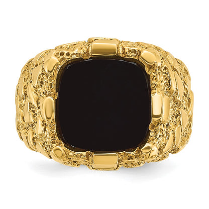 IB Goodman 10k Mens 12mm Cushion Onyx Nugget Complete Ring