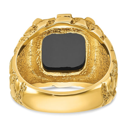 IB Goodman 10k Mens 12mm Cushion Onyx Nugget Complete Ring