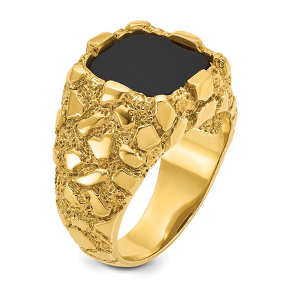 IB Goodman 10k Mens 12mm Cushion Onyx Nugget Complete Ring