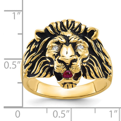 IB Goodman 10k Mens Holds 2-1.7mm Diamonds and 1-2.5mm Gemstone Lion Ring Mounting