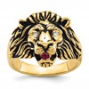 IB Goodman 10k Mens 1/20 carat Diamond and Ruby Antiqued Lion Complete Ring