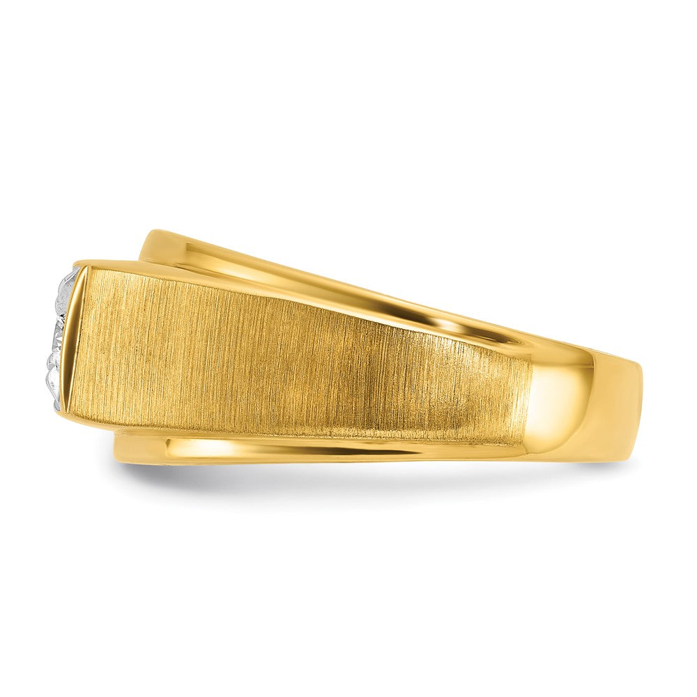 IB Goodman 10k Two-tone Mens Polished and Satin Holds 3.5 Round Stone Ring Mounting