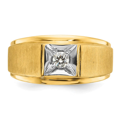 IB Goodman 10k Two-tone Mens Polished and Satin 1/6 carat Diamond Complete Ring