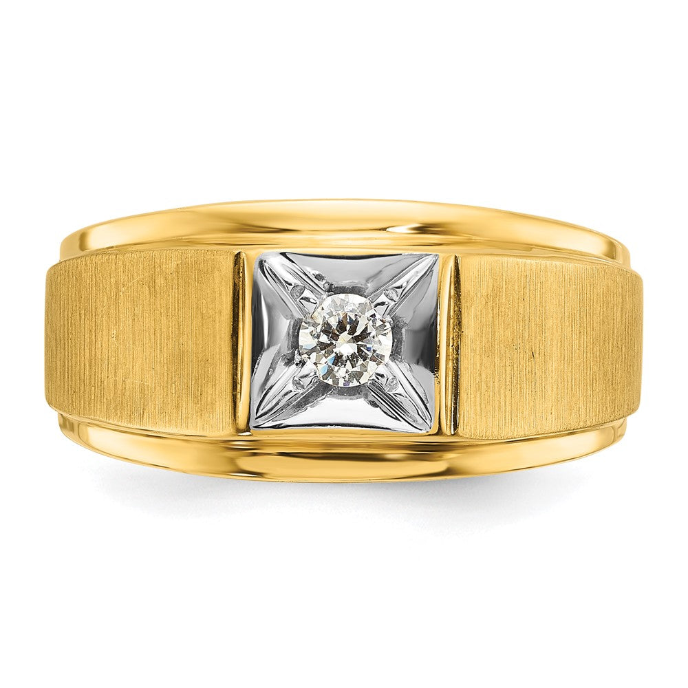 IB Goodman 10k Two-tone Mens Polished and Satin Holds 3.5 Round Stone Ring Mounting