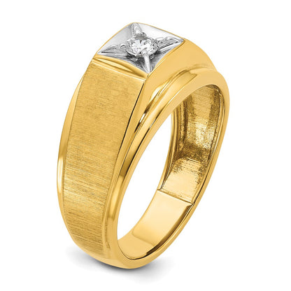 IB Goodman 10k Two-tone Mens Polished and Satin 1/6 carat Diamond Complete Ring
