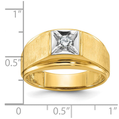 IB Goodman 10k Two-tone Mens Polished and Satin 1/6 carat Diamond Complete Ring