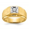 10k Two-tone IBGoodman Men's Polished and Satin Diamond Complete Ring