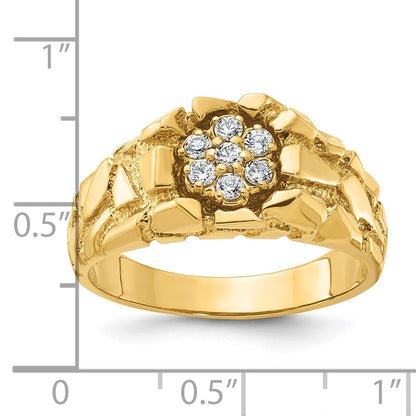 IB Goodman 10k Mens Polished 1/4 carat Diamond Cluster Nugget Complete Ring
