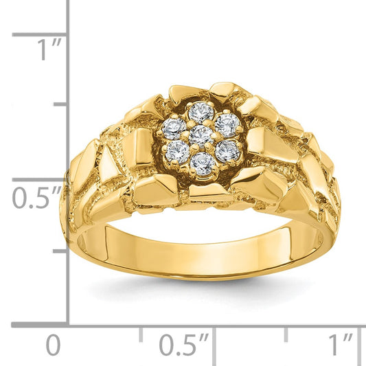 IB Goodman 10k Mens Polished 1/4 carat Diamond Cluster Nugget Complete Ring