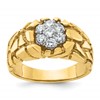 IBGoodman 10k Two-tone Men's Polished and Nugget Textured Round 1/2 Carat A Quality Diamond Cluster Ring