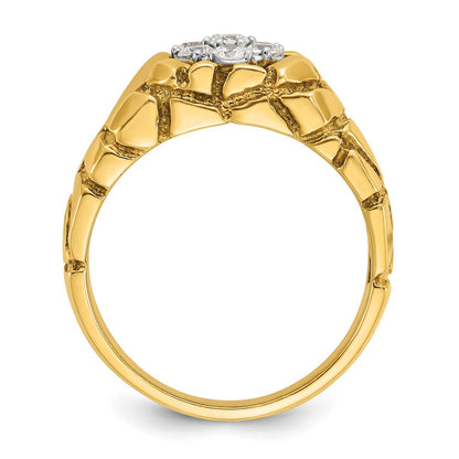 IBGoodman 14k Two-Tone 1/2 carat Lab Grown Diamond VS/SI+ G+ Complete Men's Textured Cluster Nugget Ring