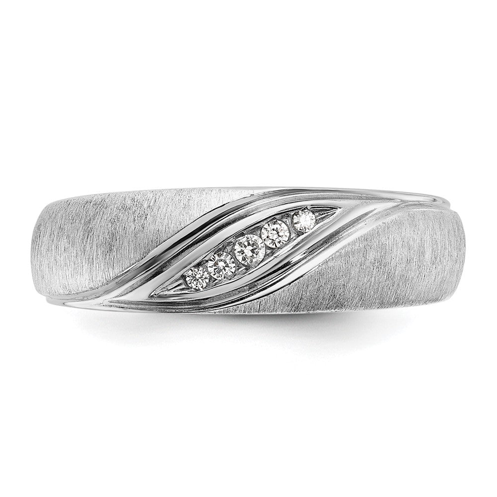 IBGoodman 14k White Gold Men's Polished and Satin 1/15 Carat AA Quality Diamond Ring