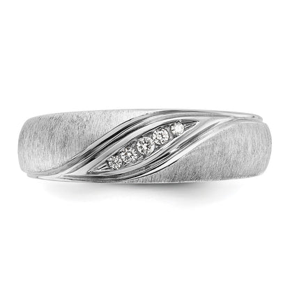 IBGoodman 14k White Gold Men's Polished and Satin 1/15 Carat AA Quality Diamond Ring