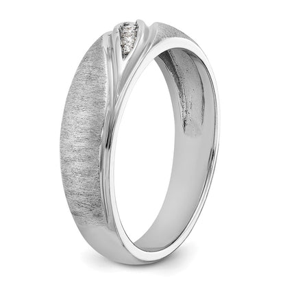 IBGoodman 14k White Gold Men's Polished and Satin 1/15 Carat AA Quality Diamond Ring