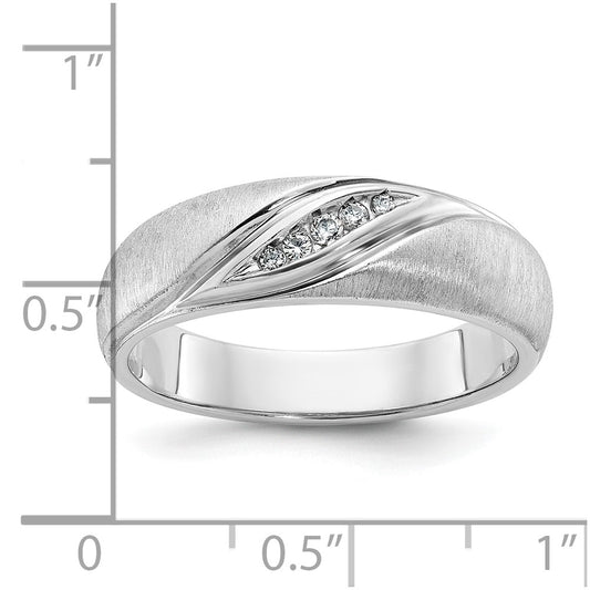 IBGoodman 14k White Gold Men's Polished and Satin 1/15 Carat AA Quality Diamond Ring