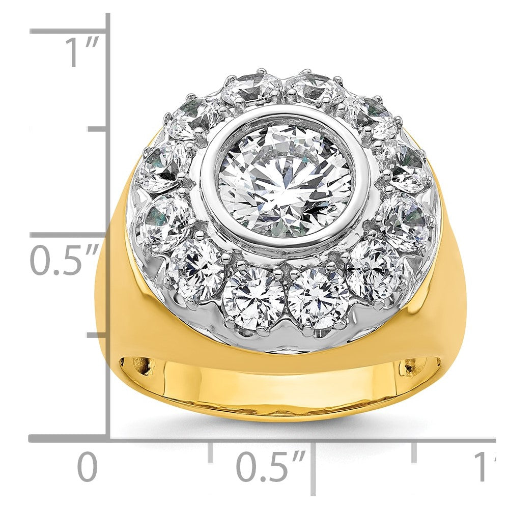 IBGoodman 14k Two-Tone 2 1/2 carat Lab Grown Diamond VS/SI+ G+ Semi-Mount Men's Cluster Ring