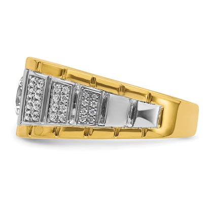 IBGoodman 14k Two-tone 3/8 carat Lab Grown Diamond VS/SI+ G+ Semi Mount Polished and Satin Men's Ring
