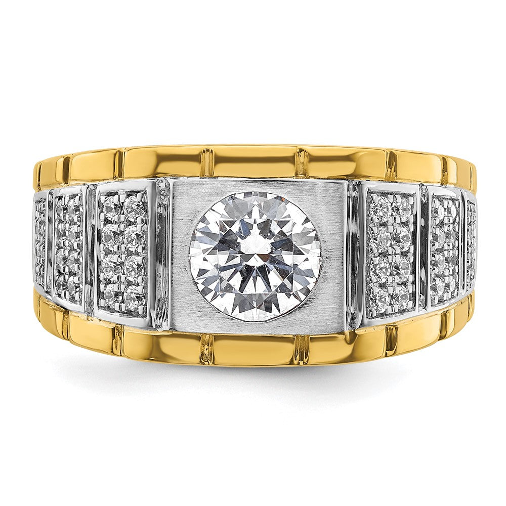 IBGoodman 14k Two-tone 3/8 carat Lab Grown Diamond VS/SI+ G+ Semi Mount Polished and Satin Men's Ring