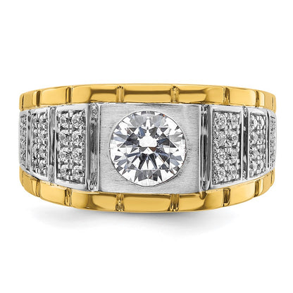 IBGoodman 14k Two-tone 3/8 carat Lab Grown Diamond VS/SI+ G+ Semi Mount Polished and Satin Men's Ring