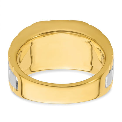 IBGoodman 14k Two-tone 1 5/8 carat Lab Grown Diamond VS/SI+ G+ Complete Polished and Satin Men's Ring