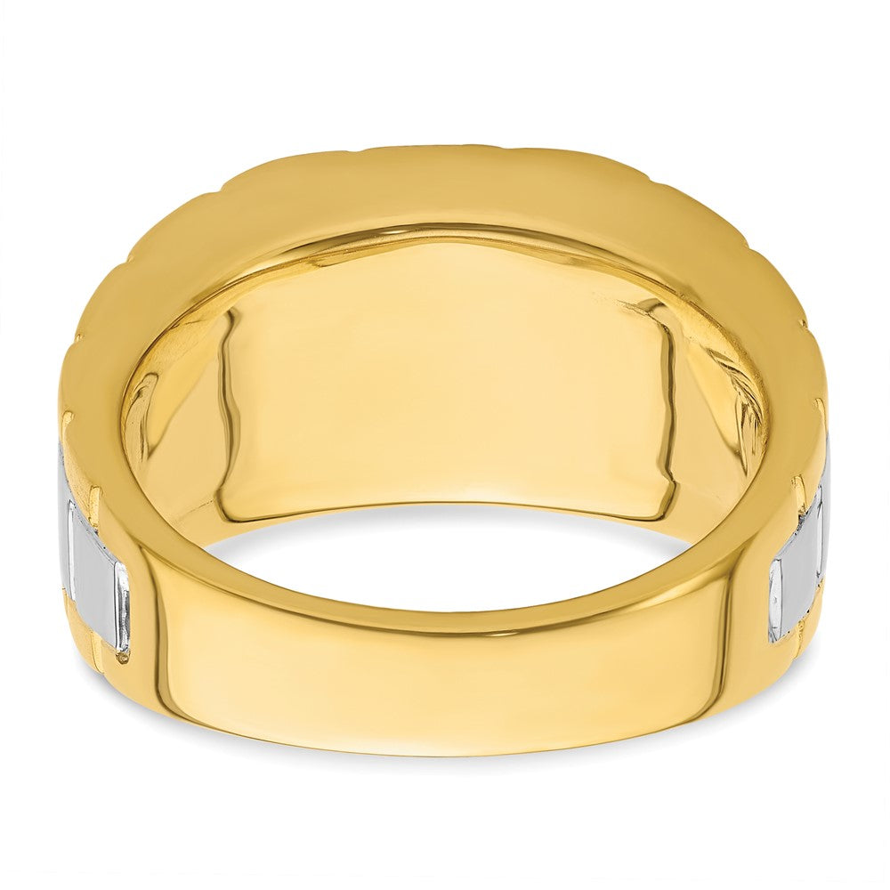 IBGoodman 14k Two-tone 3/8 carat Lab Grown Diamond VS/SI+ G+ Semi Mount Polished and Satin Men's Ring
