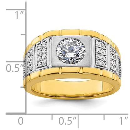 IBGoodman 14k Two-tone 1 5/8 carat Lab Grown Diamond VS/SI+ G+ Complete Polished and Satin Men's Ring