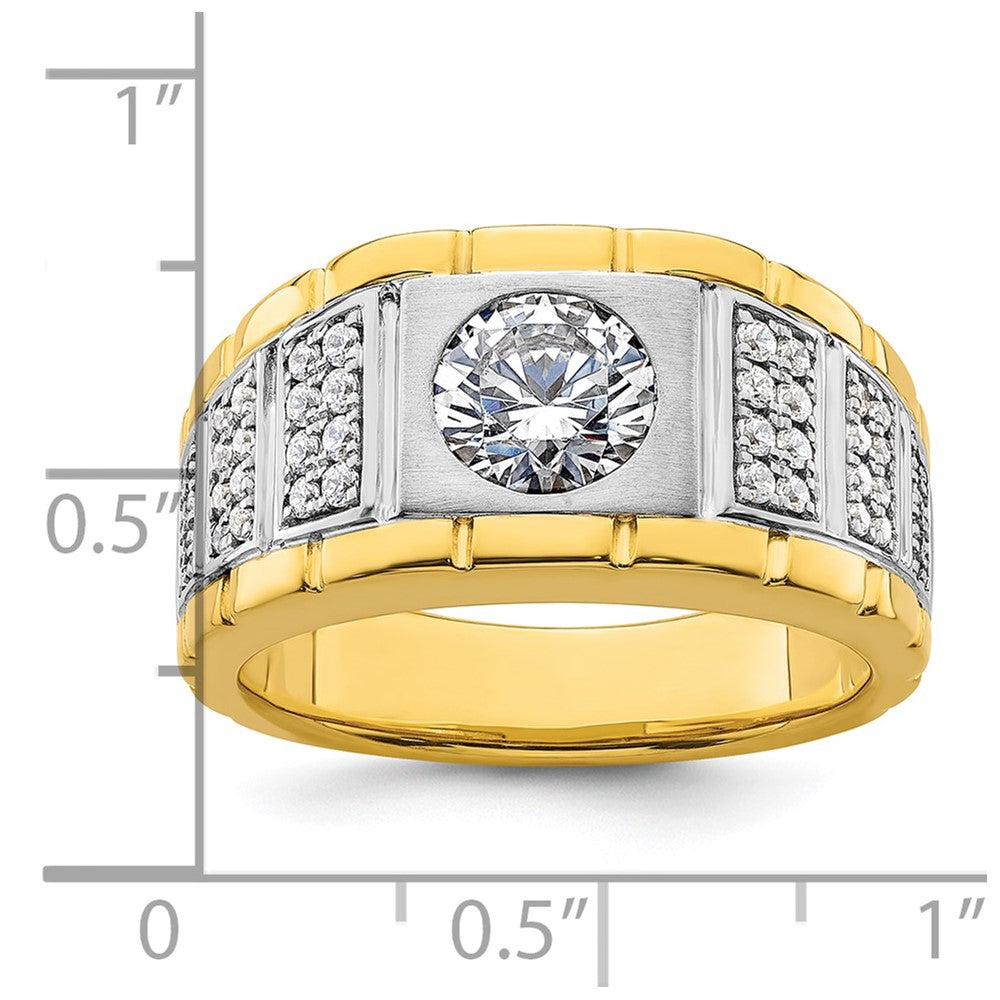 IBGoodman 14k Two-tone 3/8 carat Lab Grown Diamond VS/SI+ G+ Semi Mount Polished and Satin Men's Ring