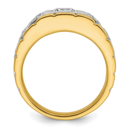 IBGoodman 14k Two Tone 3/8 carat Lab Grown Diamond VS/SI+ G+ Semi Mount Polished Men's Ring