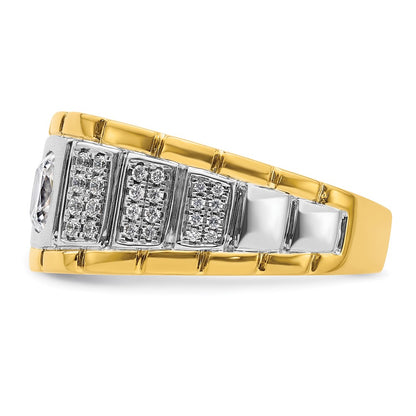 IBGoodman 14k Two Tone 3/8 carat Lab Grown Diamond VS/SI+ G+ Semi Mount Polished Men's Ring