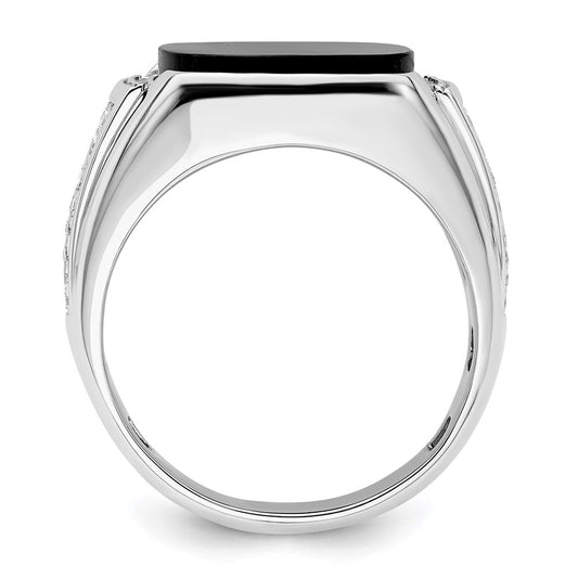 IBGoodman 14k White Gold 5/8 carat Lab Grown Diamond VS/SI+ G+ and Onyx Complete Men's Ring