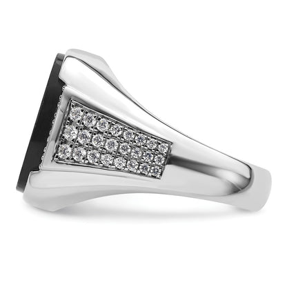 IBGoodman 14k White Gold 5/8 carat Lab Grown Diamond VS/SI+ G+ and Onyx Complete Men's Ring