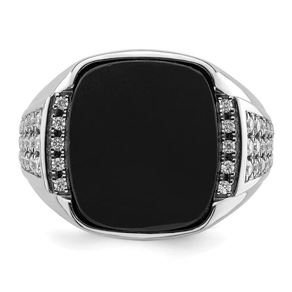 IBGoodman 14k White Gold 5/8 carat Lab Grown Diamond VS/SI+ G+ and Onyx Complete Men's Ring