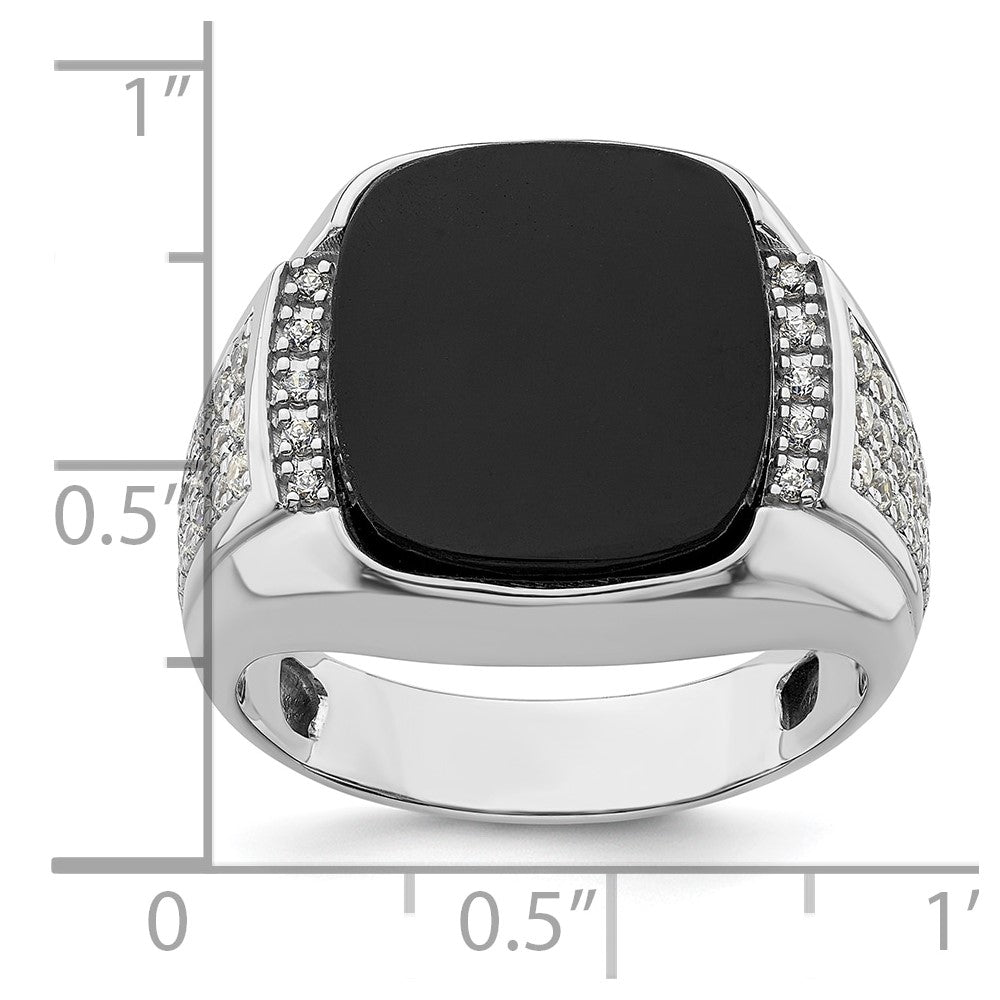 IBGoodman 14k White Gold 5/8 carat Lab Grown Diamond VS/SI+ G+ and Onyx Complete Men's Ring