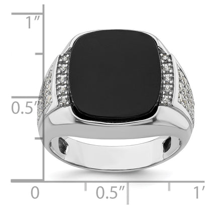 IBGoodman 14k White Gold 5/8 carat Lab Grown Diamond VS/SI+ G+ and Onyx Complete Men's Ring