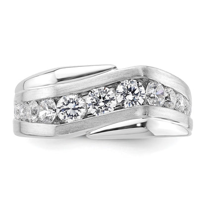 IBGoodman 14k White Gold 1 3/8 carat Lab Grown Diamond VS/SI+ G+ Complete Satin Men's Ring