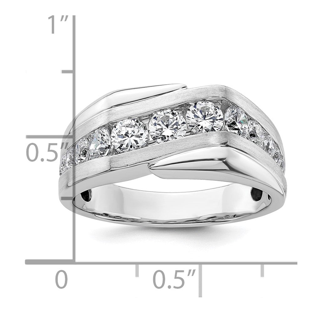 IBGoodman 14k White Gold 1 3/8 carat Lab Grown Diamond VS/SI+ G+ Complete Satin Men's Ring