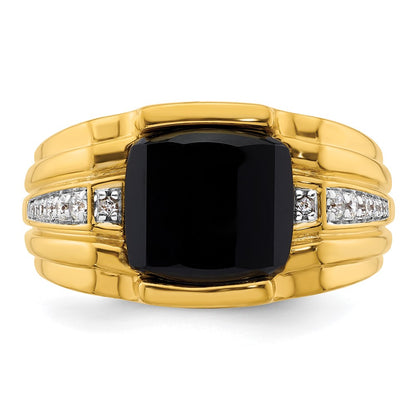 IBGoodman 14k 1/8 carat Lab Grown Diamond VS/SI+ G+ and Onyx Complete Men's Ring