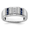 IBGoodman 14k White Gold 1/5 carat Lab Grown Diamond VS/SI+ G+ and Lab Created Blue Sapphire Complete Men's Ring