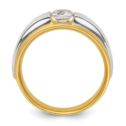 IBGoodman 14k Two-tone 3/4 carat Lab Grown Diamond VS/SI+ G+ Complete Satin Men's Ring