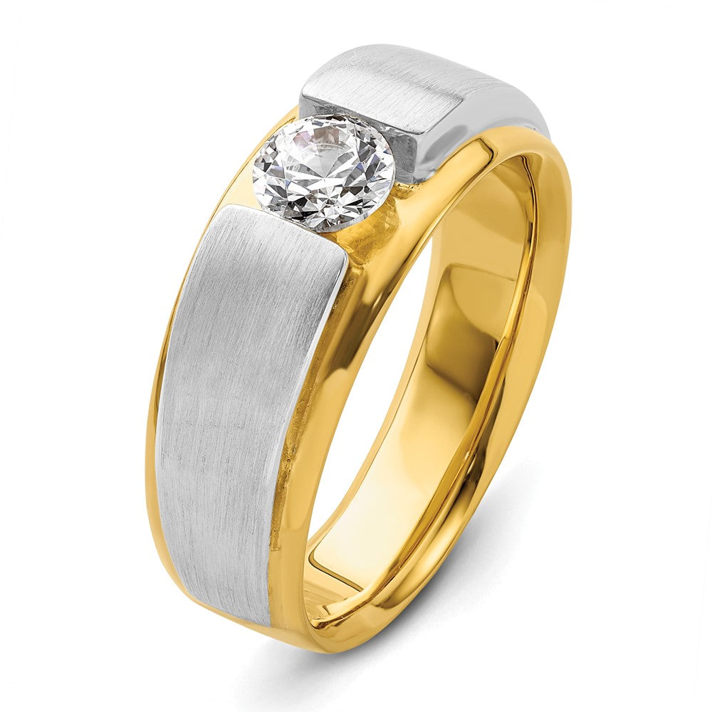 IBGoodman 14k Two-tone 3/4 carat Lab Grown Diamond VS/SI+ G+ Complete Satin Men's Ring