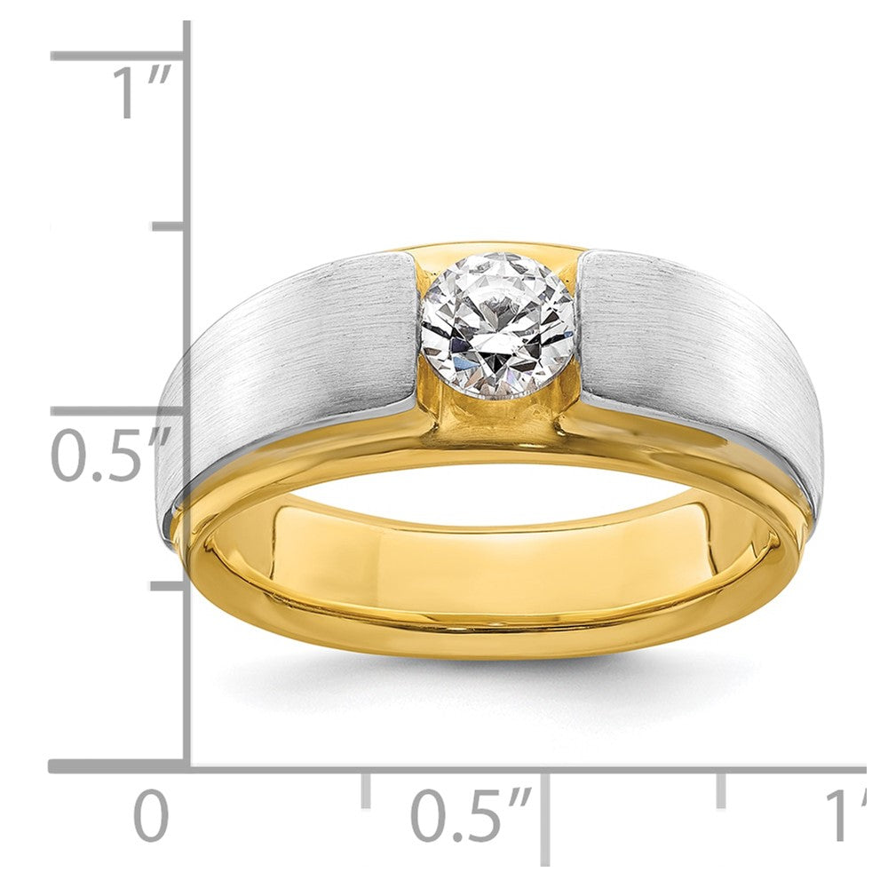IBGoodman 14k Two-tone 3/4 carat Lab Grown Diamond VS/SI+ G+ Complete Satin Men's Ring