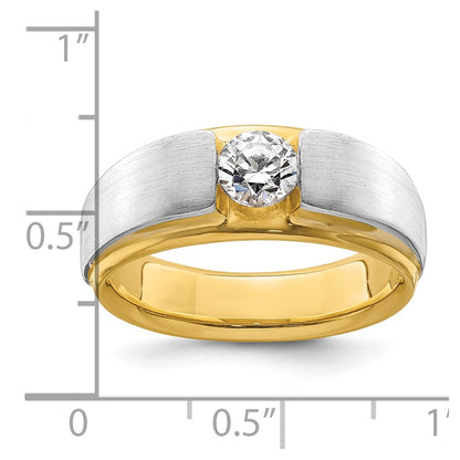 IBGoodman 14k Two-tone 3/4 carat Lab Grown Diamond VS/SI+ G+ Complete Satin Men's Ring