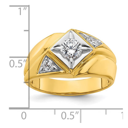 IBGoodman 14k with White Rhodium 3/4 carat Lab Grown Diamond VS/SI+ G+ Complete Polished and Satin Men's Ring