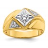 IBGoodman 14k with White Rhodium 3/4 carat Lab Grown Diamond VS/SI+ G+ Complete Polished and Satin Men's Ring