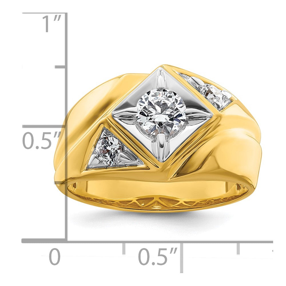 IBGoodman 14k with White Rhodium 7/8 carat Lab Grown Diamond VS/SI+ G+ Complete Polished and Satin Men's Ring