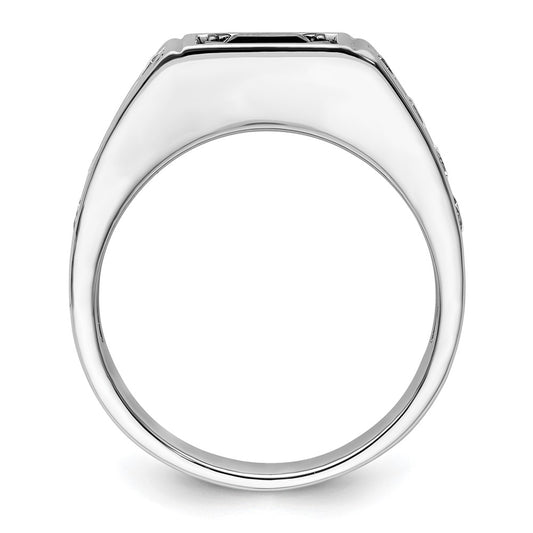 IBGoodman 14k White Gold Black Rhodium 7/8 carat Lab Grown Diamond VS/SI+ G+ and Onyx Complete Men's Ring