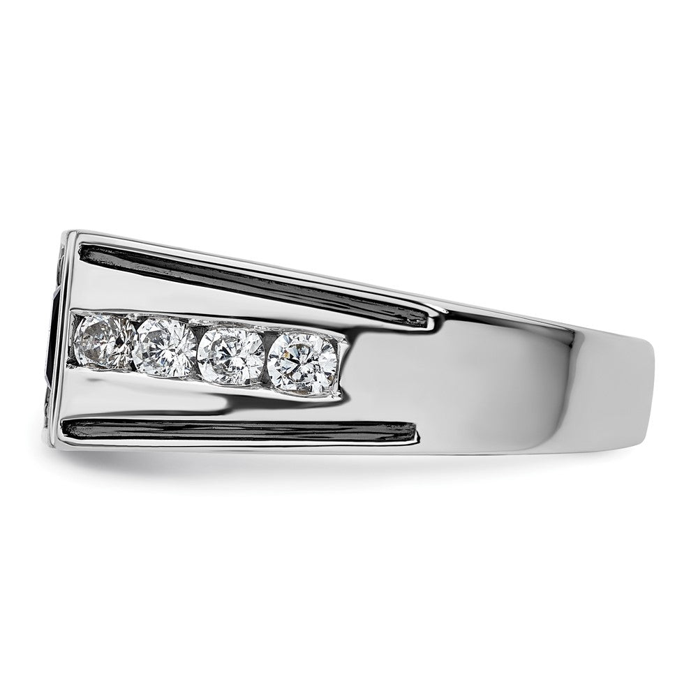 IBGoodman 14k White Gold Black Rhodium 7/8 carat Lab Grown Diamond VS/SI+ G+ and Onyx Complete Men's Ring