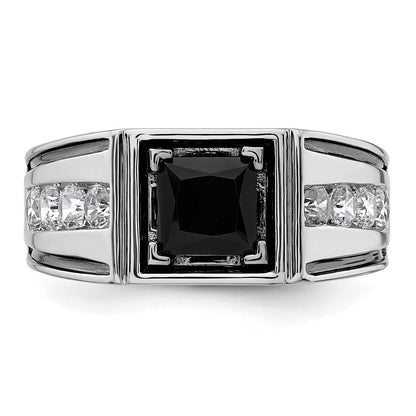 IBGoodman 14k White Gold Black Rhodium 7/8 carat Lab Grown Diamond VS/SI+ G+ and Onyx Complete Men's Ring