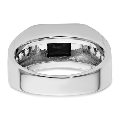 IBGoodman 14k White Gold Black Rhodium 7/8 carat Lab Grown Diamond VS/SI+ G+ and Onyx Complete Men's Ring