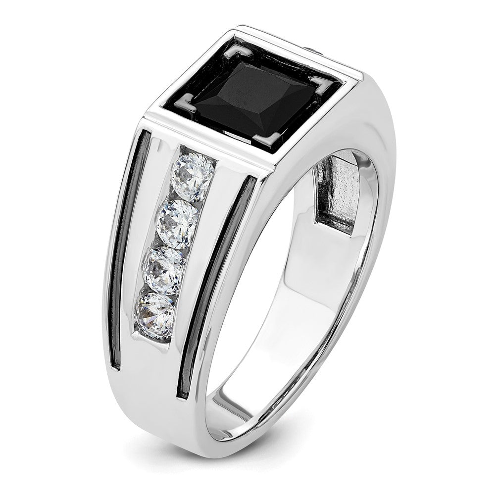 IBGoodman 14k White Gold Black Rhodium 7/8 carat Lab Grown Diamond VS/SI+ G+ and Onyx Complete Men's Ring